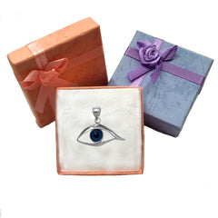 Breloque pendentif mauvais œil bleu en argent sterling, bijoux de créateur fins de 25 x 20 mm pour hommes et femmes