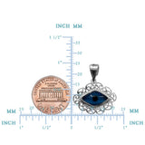 Sterling Silver Filigree Style Evil Eye Pendant Charm
