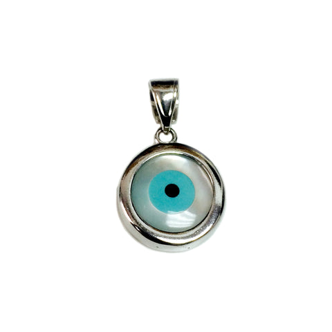 Sterling Silver Evil Eye Pendant Charm, 12mm