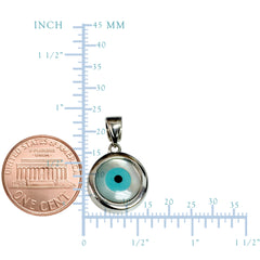 Sterling Silver Evil Eye Pendant Charm, 12 mm fina designersmycken för män och kvinnor