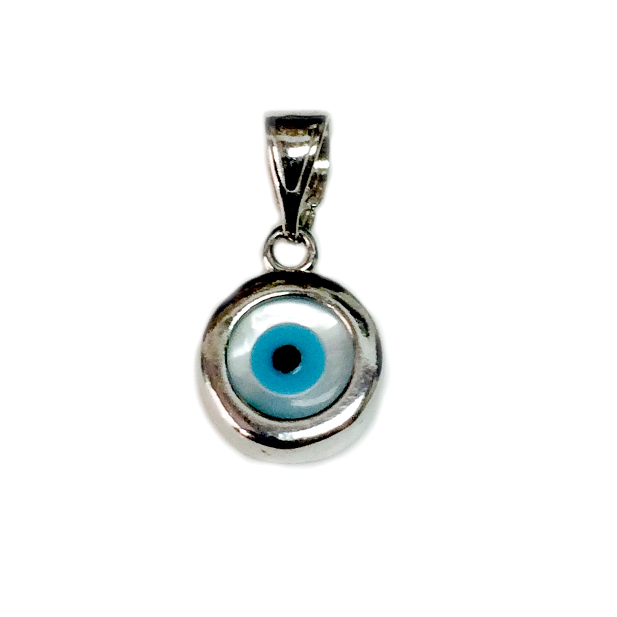 Sterling Silver Evil Eye Pendant Charm, 10 mm fina designersmycken för män och kvinnor