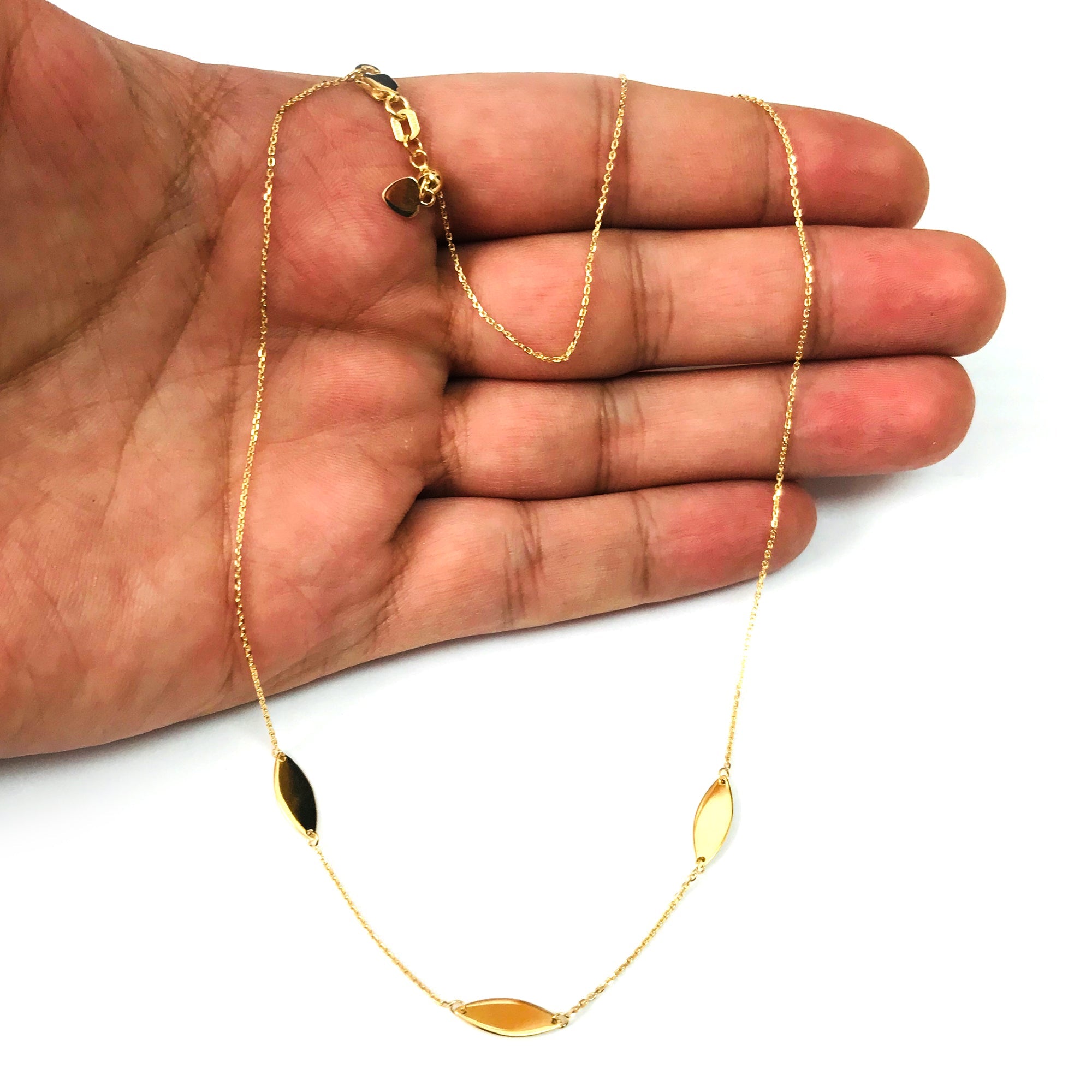 Marquise Trio Choker 14k Yellow Gold Necklace, 16" Adjustable