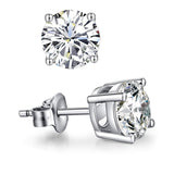14k White Gold Round Cut White Cubic Zirconia Stud Earrings