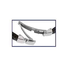 Mens Breaded Dark Leather Bracelet With Stainless Steel Ancors And Deployment Clasp, 8.5"