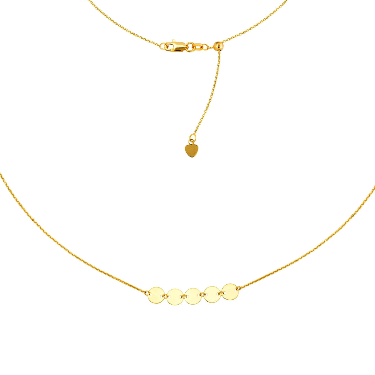 Mini Disk Choker 14k Gold Necklace, 16" Adjustable