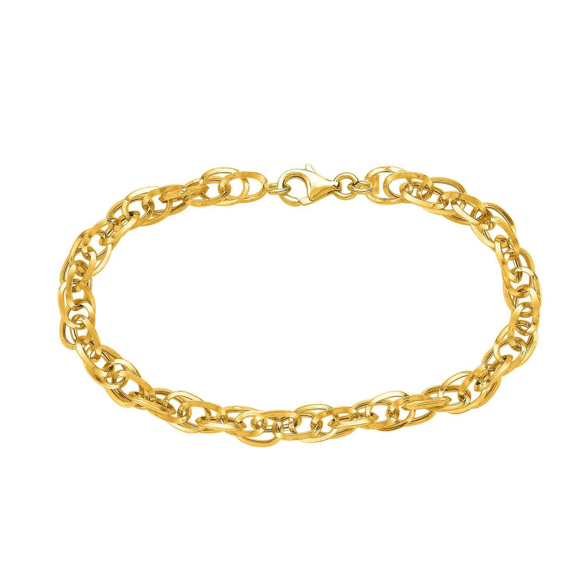 Collar para mujer con cadena de eslabones europeos de oro amarillo de 14 k, joyería fina de diseño de 18 "para hombres y mujeres