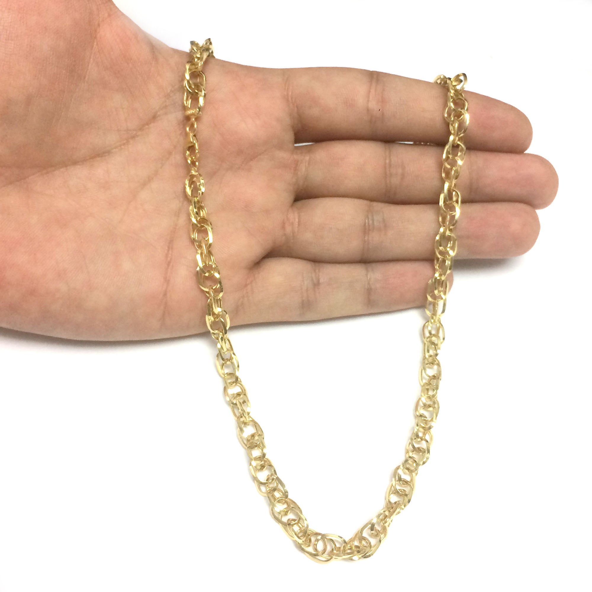 14k gult guld Euro Link Chain Damhalsband, 18" fina designersmycken för män och kvinnor