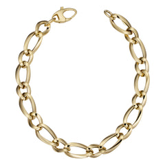Bracelet à maillons alternatifs en or jaune 14 carats, bijoux de créateurs fins de 7,5 pouces pour hommes et femmes