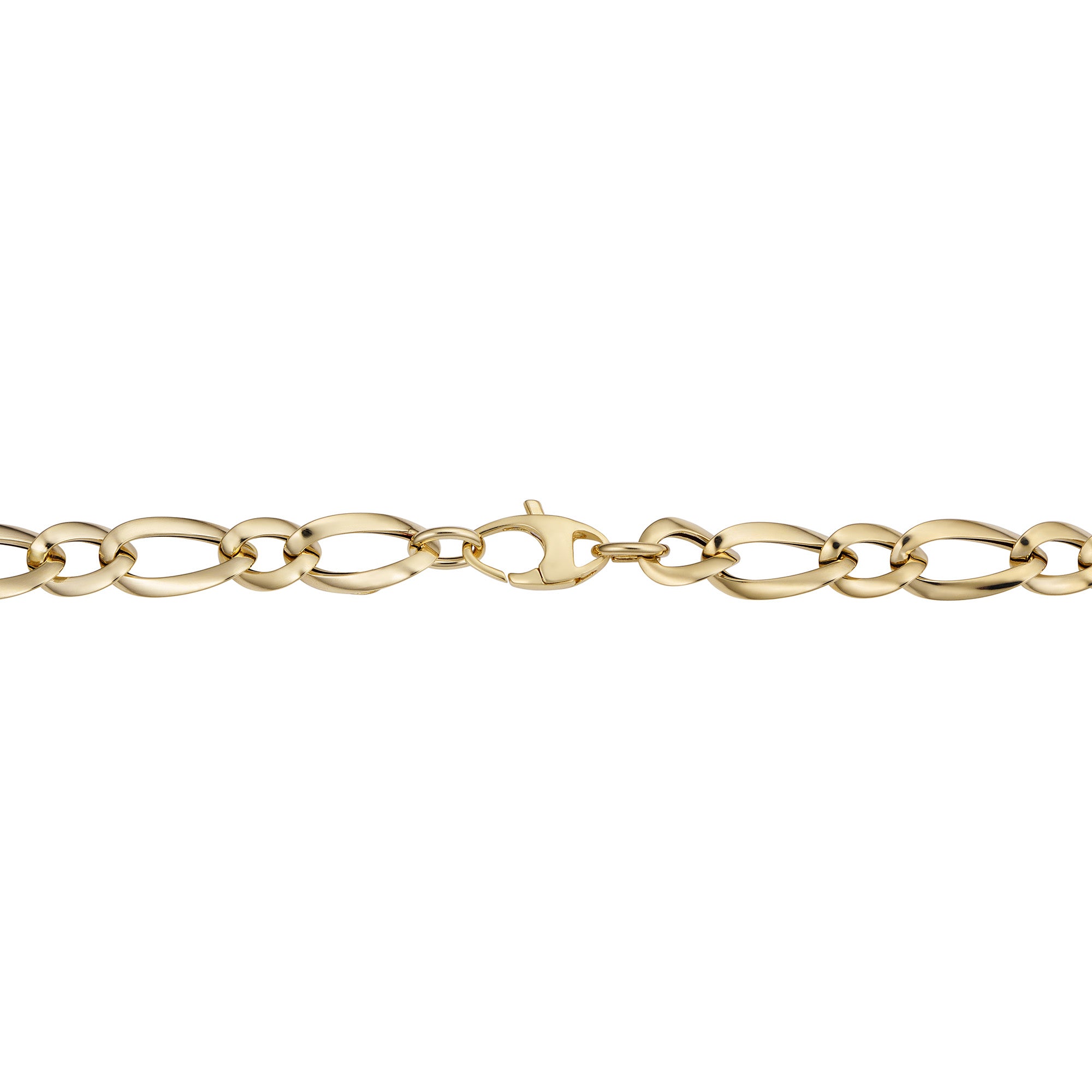 Bracciale a maglie alternate in oro giallo 14k, gioielli di alta qualità da 7,5" per uomini e donne