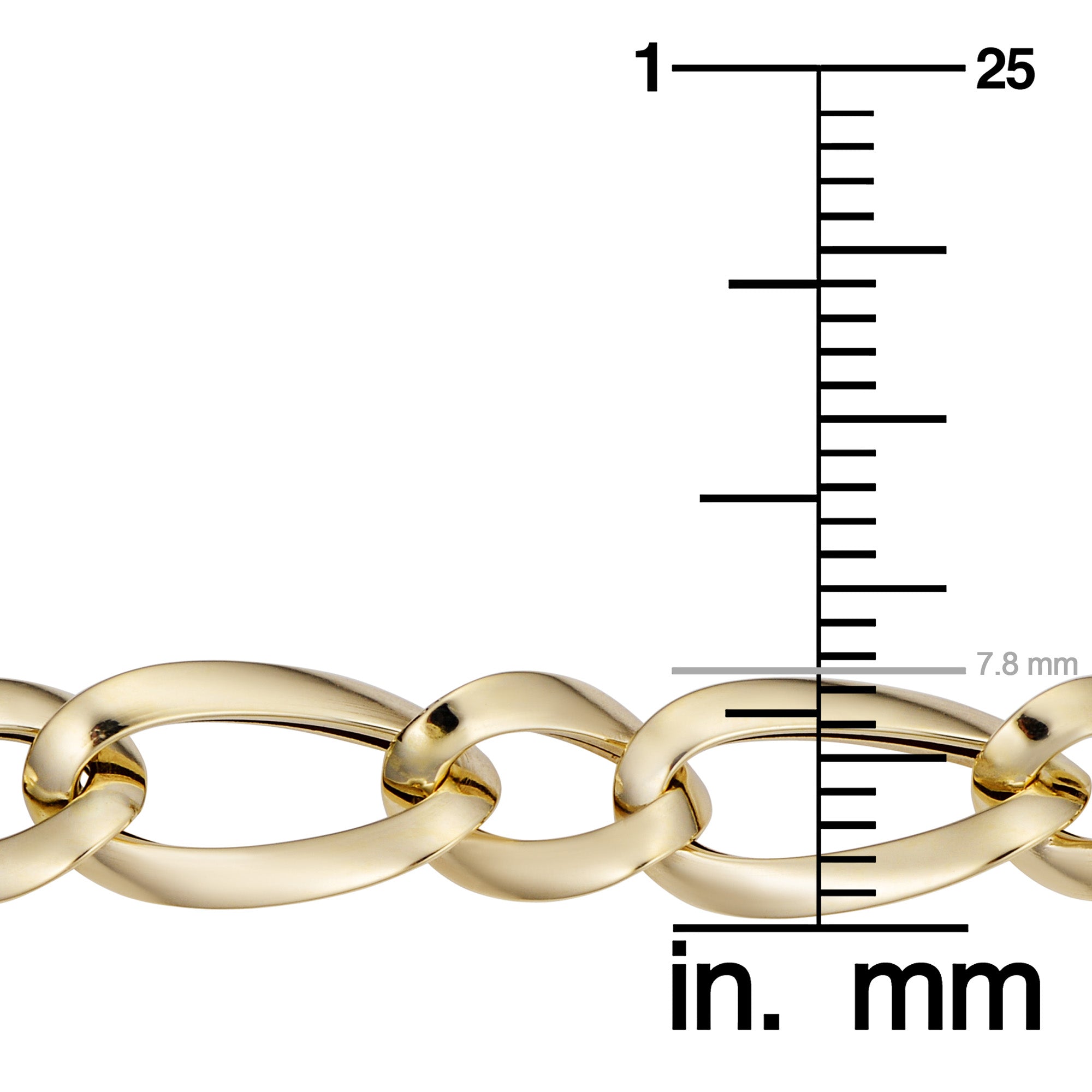 Bracciale a maglie alternate in oro giallo 14k, gioielli di alta qualità da 7,5" per uomini e donne