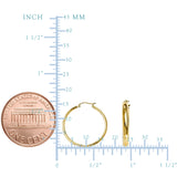 14K Yellow Gold 2MM Shiny Round Tube Hoop Earrings