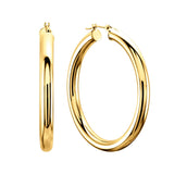 14K Yellow Gold 3MM Shiny Round Tube Hoop Earrings
