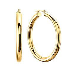 14K gul guld 3MM skinnende runde rør bøjle øreringe fine designer smykker til mænd og kvinder