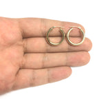 14K Yellow Gold 3MM Shiny Round Tube Hoop Earrings