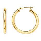 14K Yellow Gold 2MM Shiny Round Tube Hoop Earrings