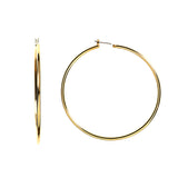 14k Yellow Gold 1.5mm Shiny Round Tube Hoop Earrings