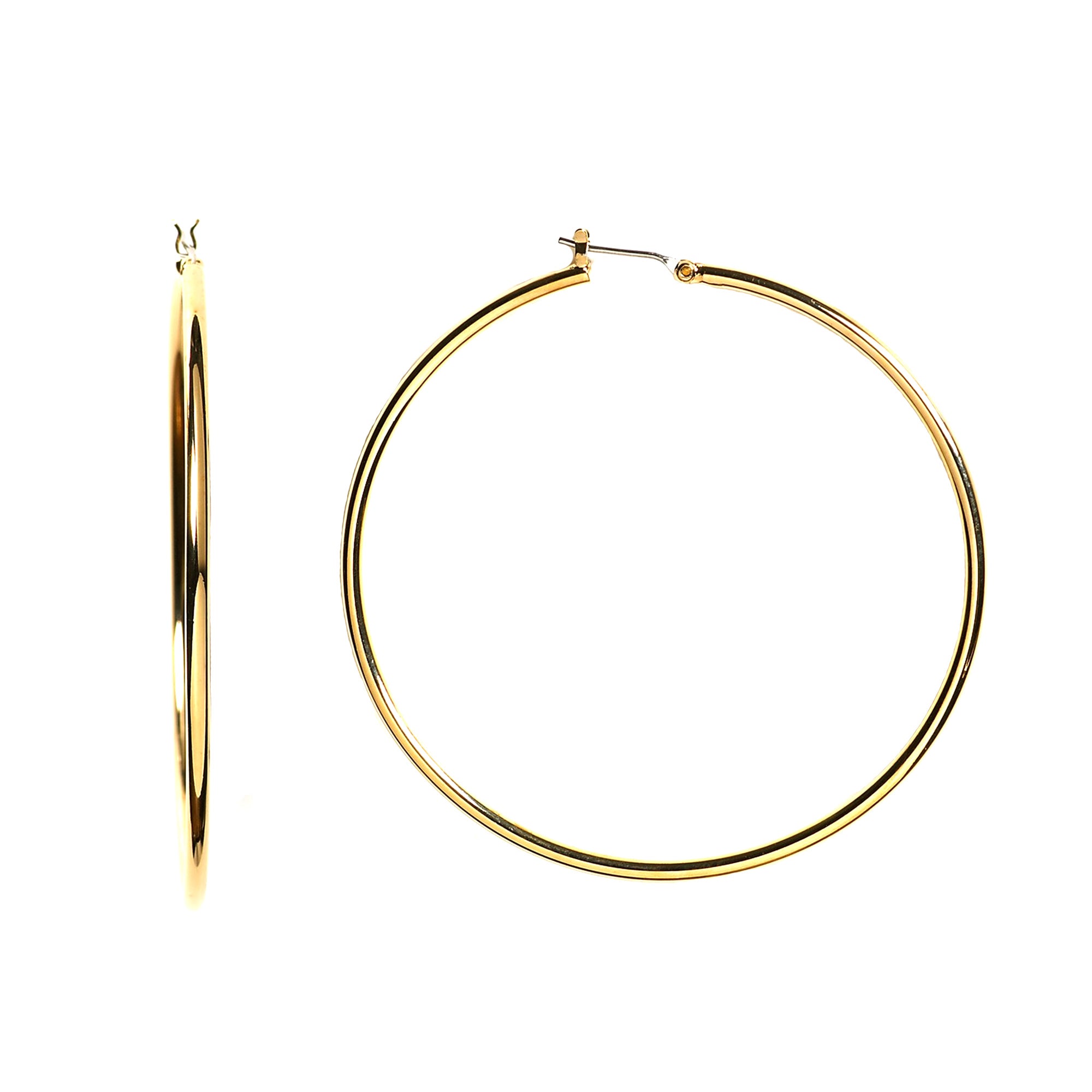 14k gult guld 1,5 mm glänsande runda rörbågeörhängen fina designersmycken för män och kvinnor