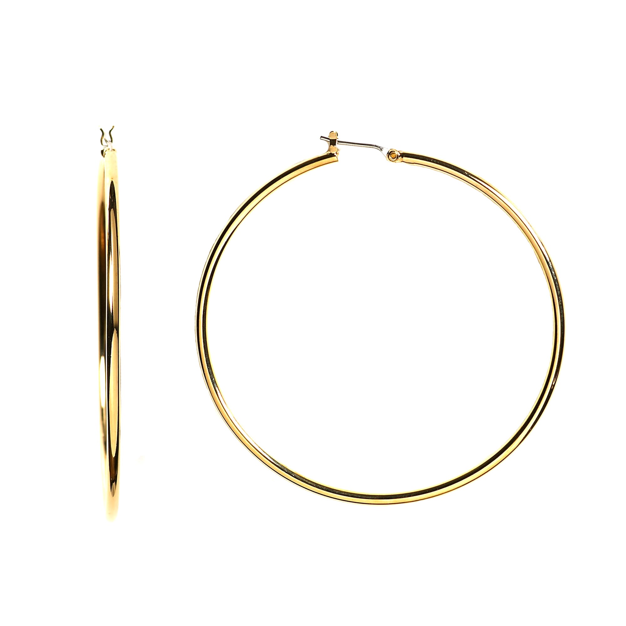 14k Yellow Gold 1.5mm Shiny Round Tube Hoop Earrings fine designer jewelry for men and women