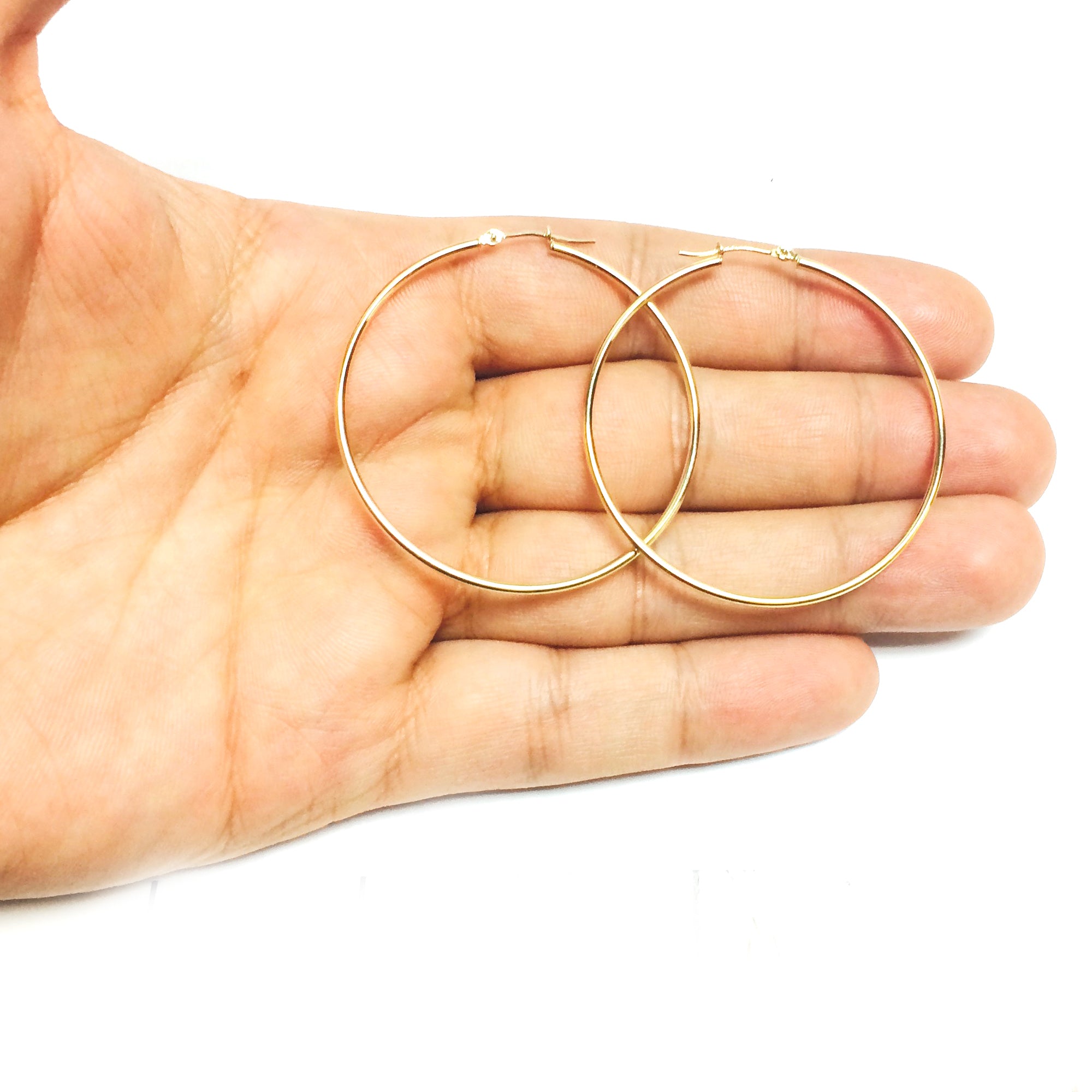 14k Yellow Gold 1.5mm Shiny Round Tube Hoop Earrings fine designer jewelry for men and women