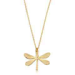 14K Yellow Gold Dragonfly Pendant Necklace, 18" fine designer jewelry for men and women