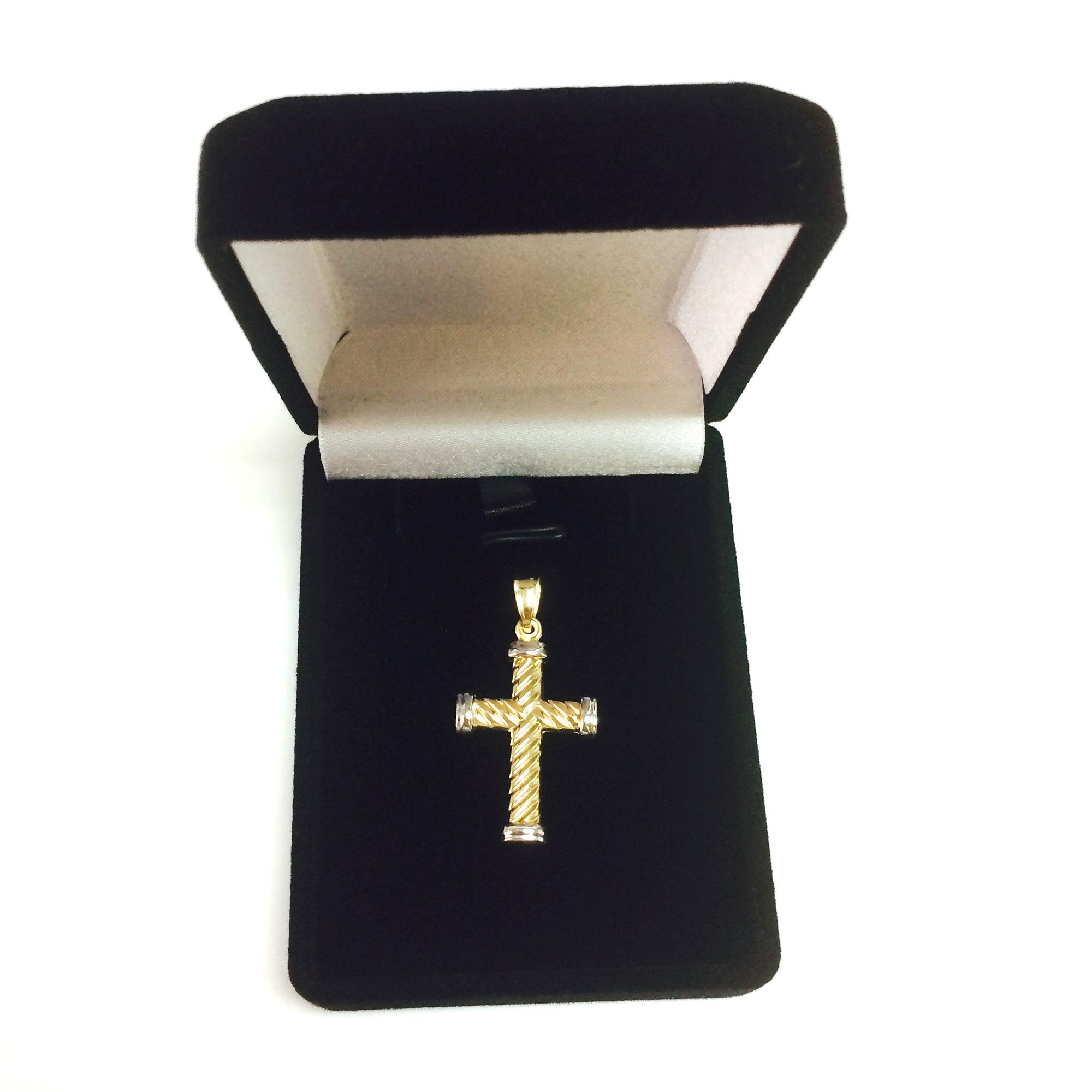 14k Yellow Gold Twisted Cable Cross Mens Pendant, 25 X 15 mm