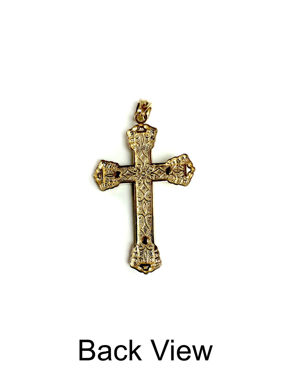 14k Yellow Gold And Black Enamel Crucifix Cross Mens Pendant fine designer jewelry for men and women