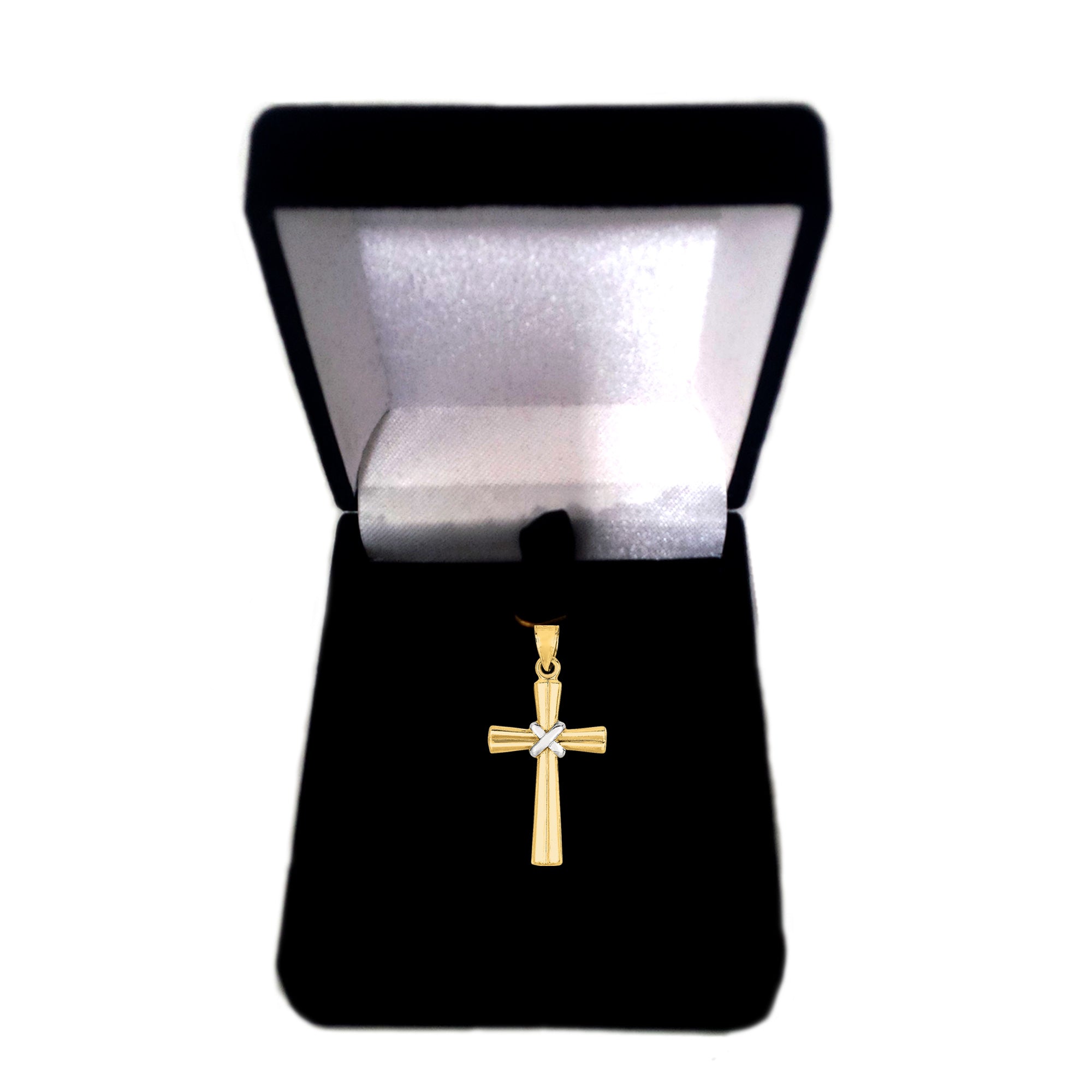 14k 2 Tone Gold Shiny Finish Cross Pendant fina designersmycken för män och kvinnor