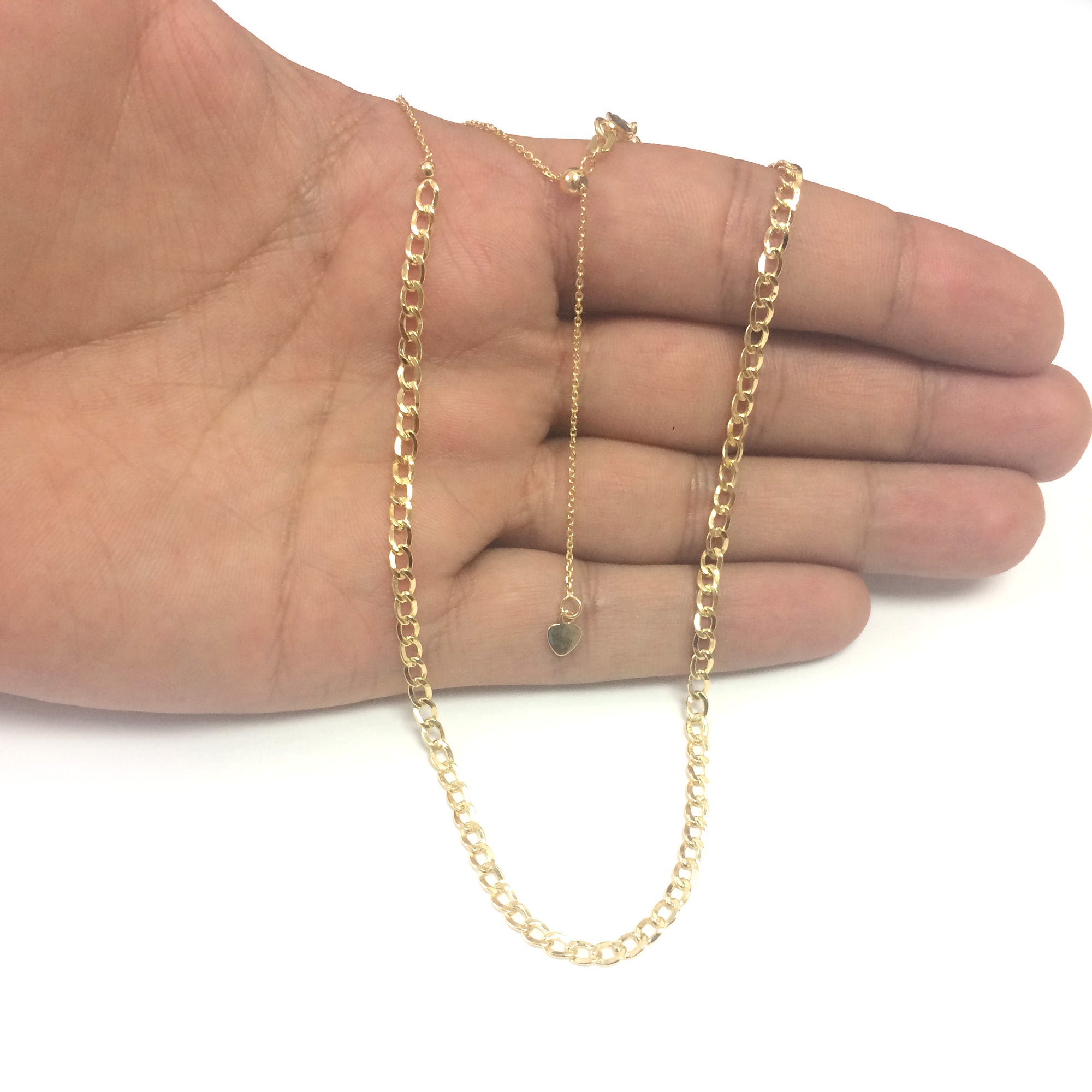 Curb Chain Choker 14k Yellow Gold Necklace, 16" Adjustable