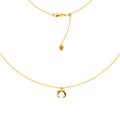 Half Moon Choker 14k Yellow Gold Necklace, 16" Adjustable