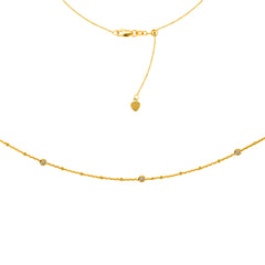 4 Stations  Cz Choker 14k Yellow Gold Necklace, 16" Adjustable