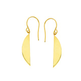 14K Yellow Gold Shiny Drop Half Oval Circle Earrings