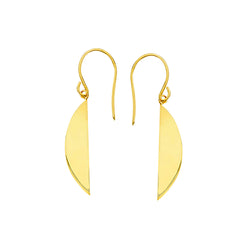 Pendientes de oro amarillo de 14 quilates con forma de gota brillante y medio ovalado, joyería fina de diseño para hombres y mujeres