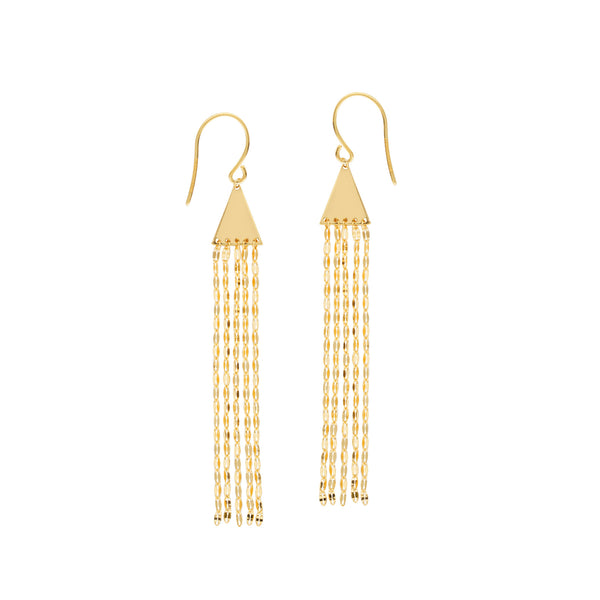 14K Yellow Gold Tassel Drop Earrings