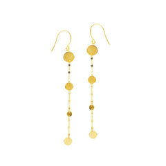 Boucles d'oreilles pendantes disques ronds en or jaune 14 carats, bijoux de créateurs fins pour hommes et femmes