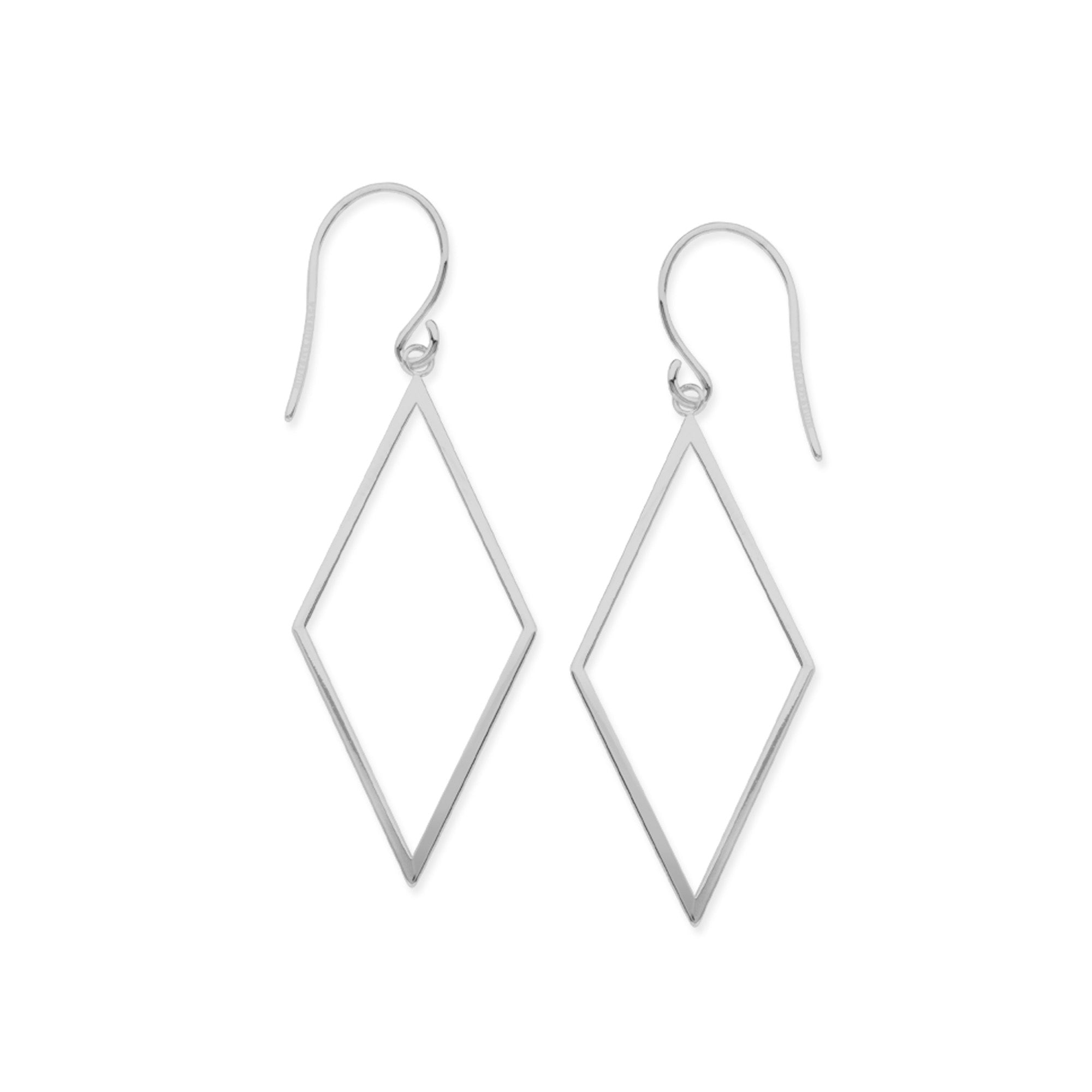 Pendientes triangulares brillantes de oro blanco de 14 quilates, joyería fina de diseño para hombres y mujeres