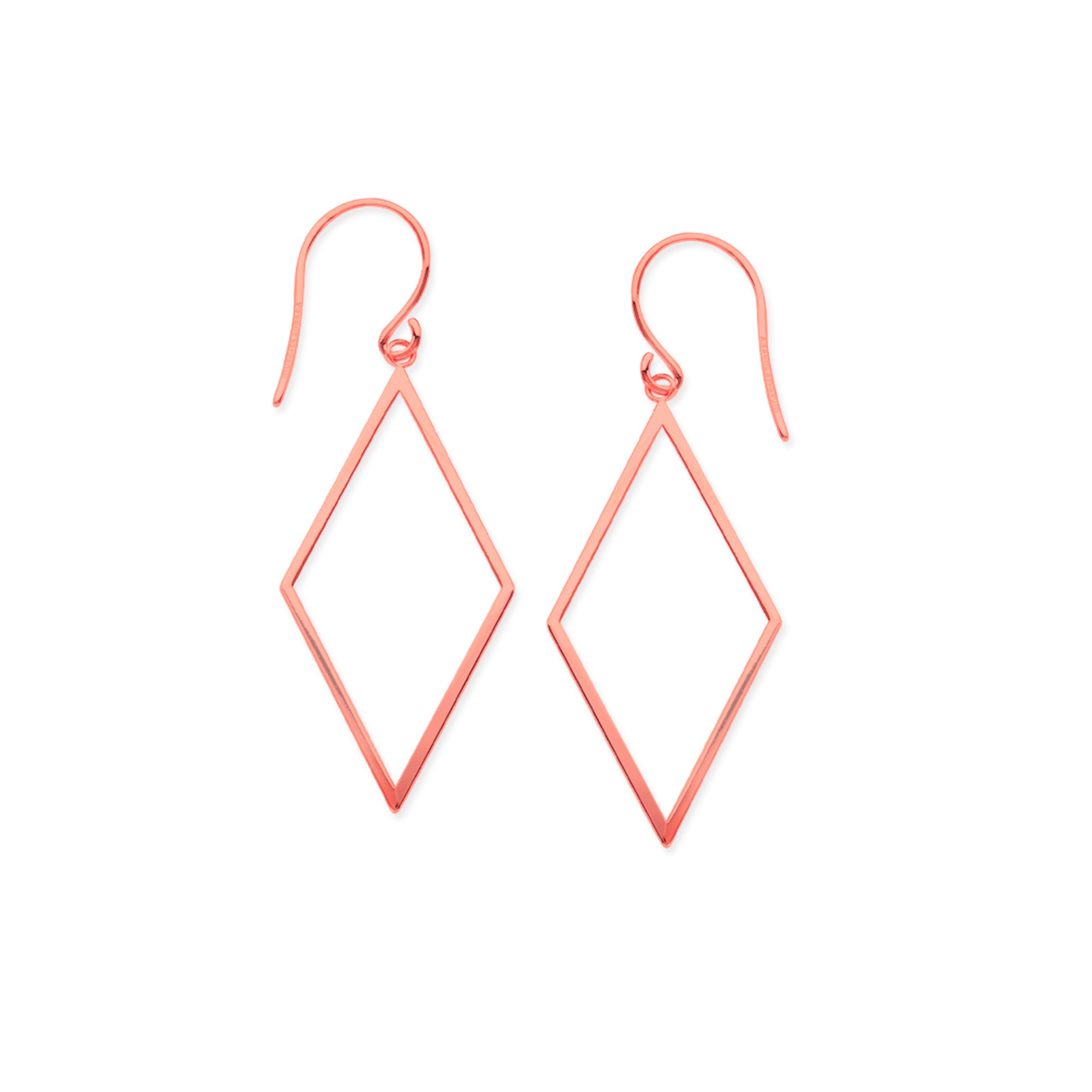 14K Rose Gold Shiny Drop Triangle Örhängen fina designersmycken för män och kvinnor
