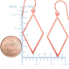 14K Rose Gold Shiny Drop Triangle Örhängen fina designersmycken för män och kvinnor