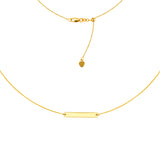 Engravable Bar Choker 14k Gold Necklace, 16" Adjustable