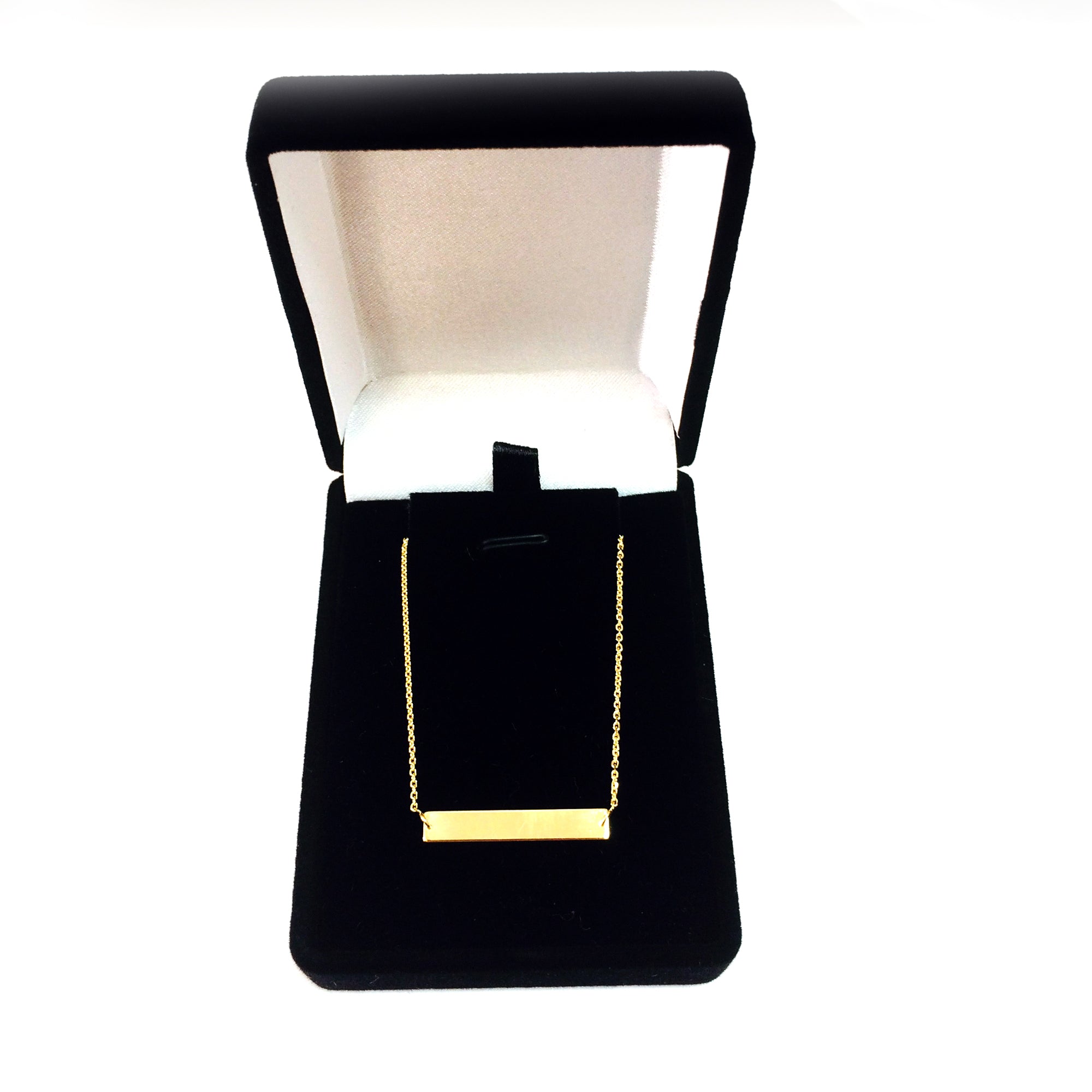 Gargantilla de barra grabable, collar de oro de 14 k, joyería de diseño fina ajustable de 16 "para hombres y mujeres