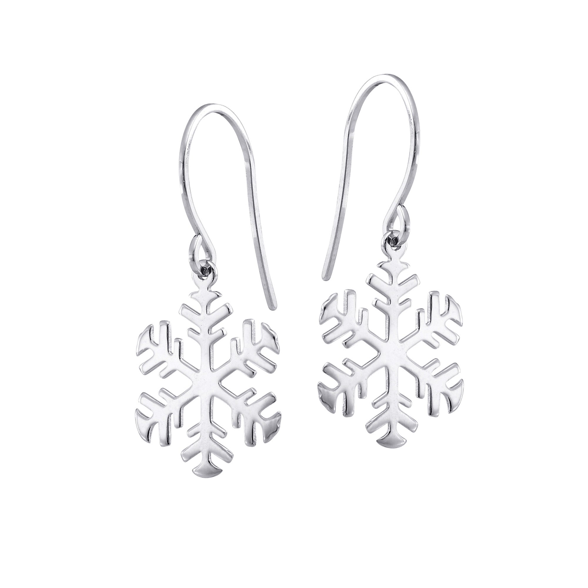 Pendientes colgantes de copos de nieve brillantes de oro amarillo de 14 quilates, joyería de diseño fino para hombres y mujeres