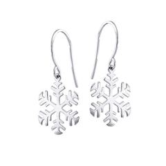 14K Yellow Gold Shiny Snow Flake Drop Earrings fine designer jewelry for men and women