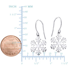 14K Yellow Gold Shiny Snow Flake Drop Earrings fine designer jewelry for men and women