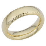 14k Yellow Gold Diamond Cut 6mm Wide Hollow Wedding Band Ring