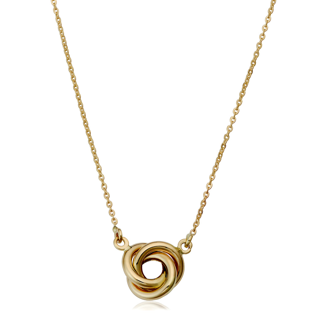 14K Yellow Gold Love Knot Pendant Necklace, 17