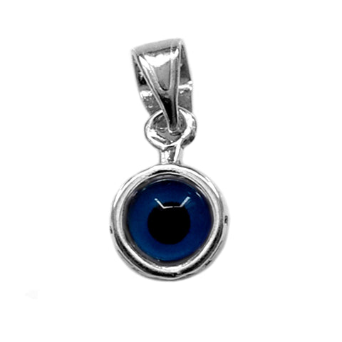 Sterling Silver Greek Key Evil Eye Pendant