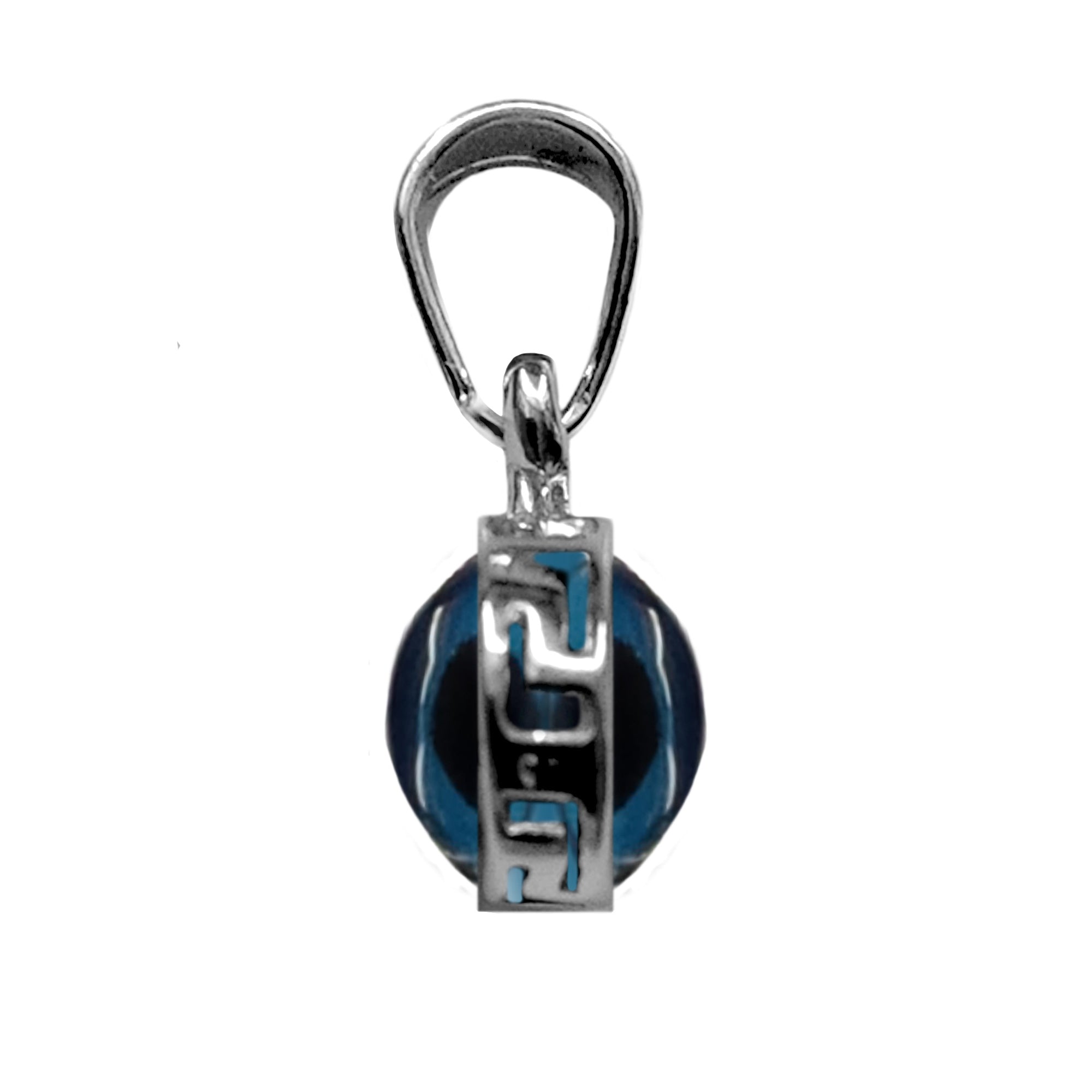Sterling Silver Greek Key Evil Eye Pendant fina designersmycken för män och kvinnor