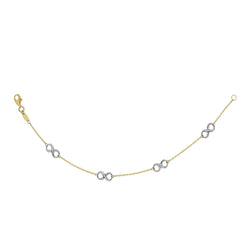 14k Yellow And White Gold Infinity Charms Bracelet, 7.5" fine designer jewelry for men and women