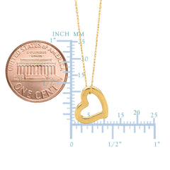 14k Gold Heart Shaped Tube Pendant Necklace, 18"