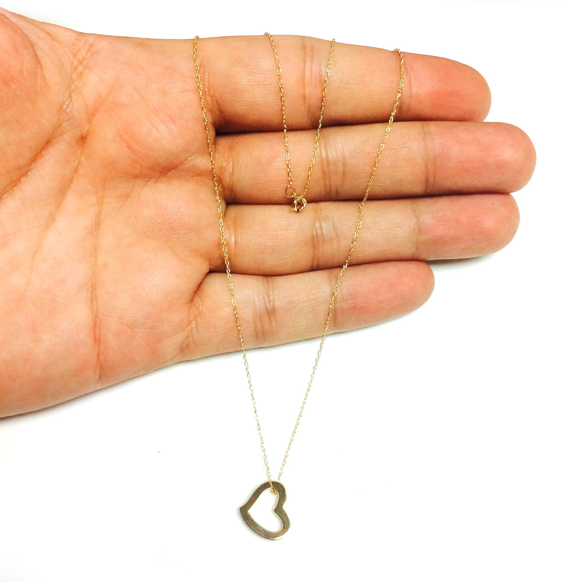 14k Gold Heart Shaped Tube Pendant Necklace, 18" fine designer jewelry for men and women