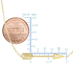 Collier de flèche latérale en or 14 carats, 17 "à 18" bijoux de créateurs fins réglables pour hommes et femmes